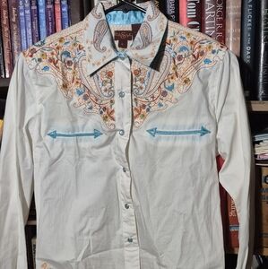 Embroidered Western Shirt with Paisley Design